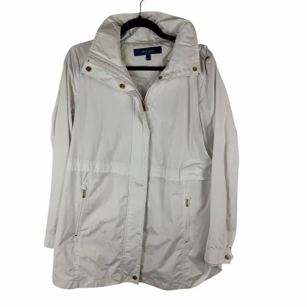 Cole Haan white rain jacket- size m